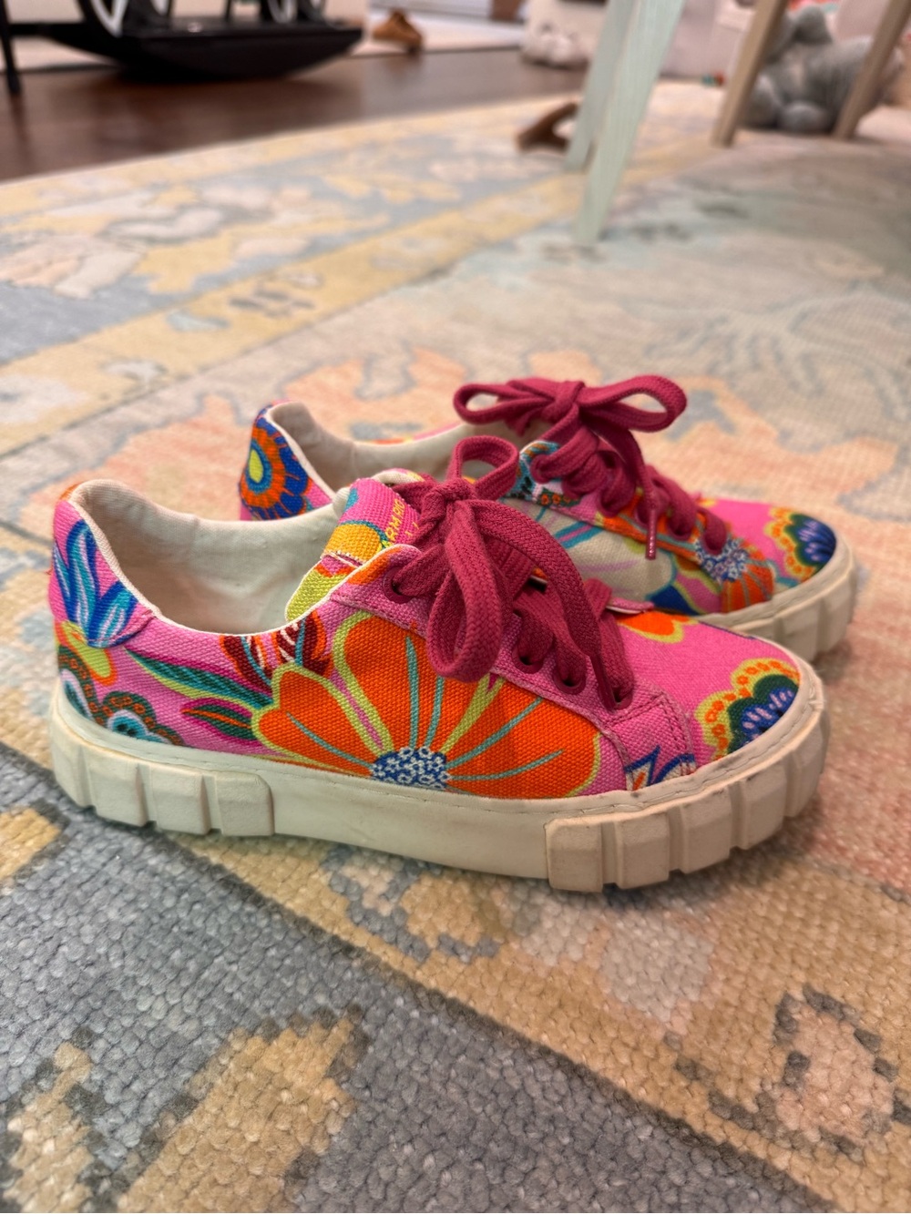 Farm Rio Floral Canvas Sneakers in Bright Pink